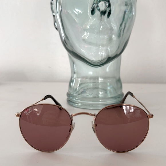 Ray-Ban RB 3447 Round Metal Sunglasses Lilac Lenses Boho Style Ray Ban Round - Picture 6 of 15